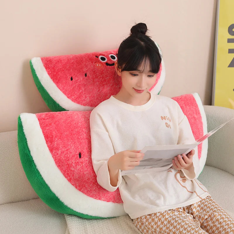 Giant Watermelon Plush Pillow – Slice Shaped Floor Cushion, 18-35" | 45-90 cm