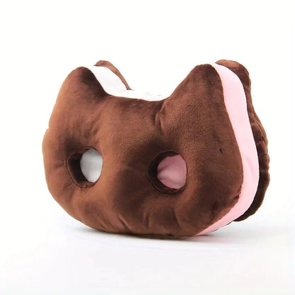 Cojín de asiento de peluche de sándwich de helado de gato, 9" | 25 centímetros