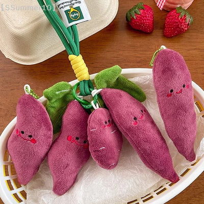 Kawaii Purple Sweet Potato Plush Keychain | Cute Stuffed Vegetable Pendant