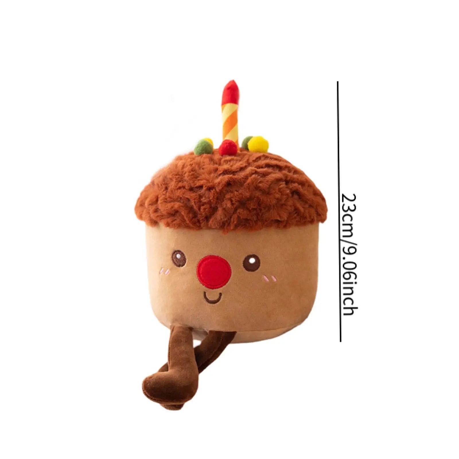 Chocolate Birthday Cupcake Plushie – Cute Plush Toy with Candle