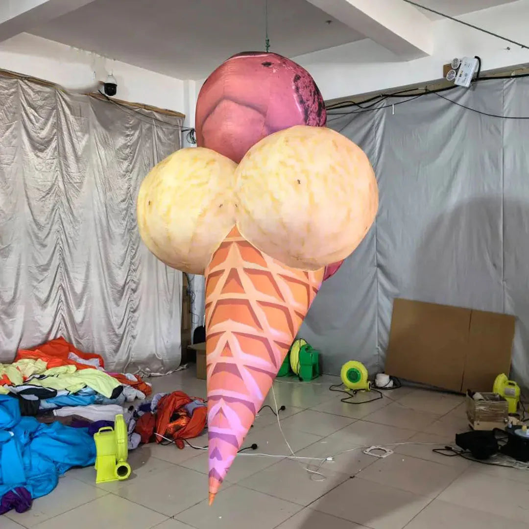 Cono de Helado Inflable Gigante – Decoración de Jardín Temática de Comida de 3 Metros