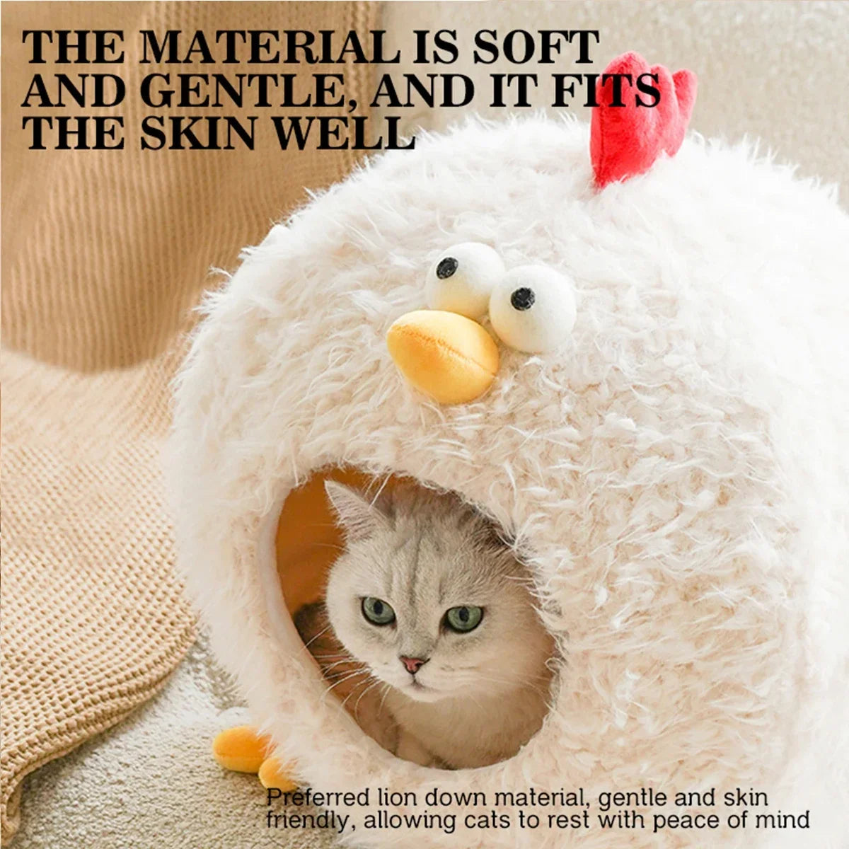 Chick-Shaped Cat & Dog Nest | Cozy Enclosed Animal Pet Bed