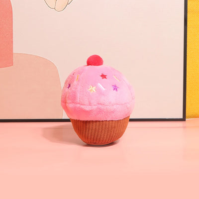 Cupcake Squeaky Dog Toy – Food-Themed Plush Pet Toy