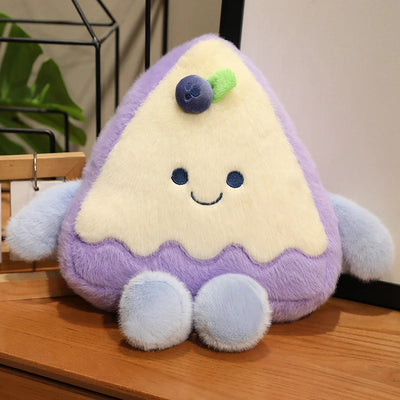 Kawaii Fruit Cake Plush Pillow – Strawberry, Blueberry & Grape Dessert Doll