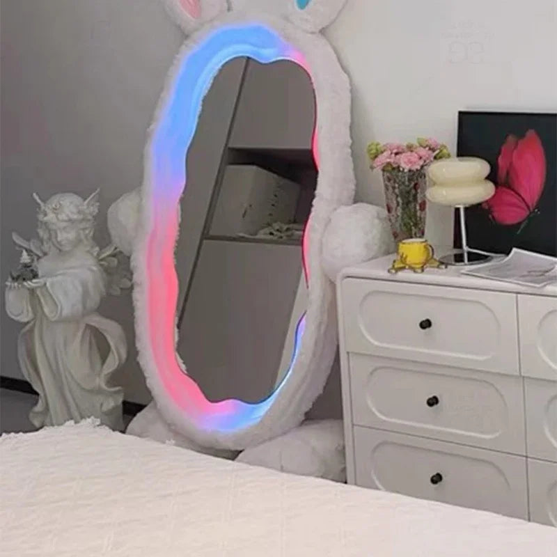 Plush Rabbit Body Mirror with LED Lights | 39" x 75" (100 x 190 cm)