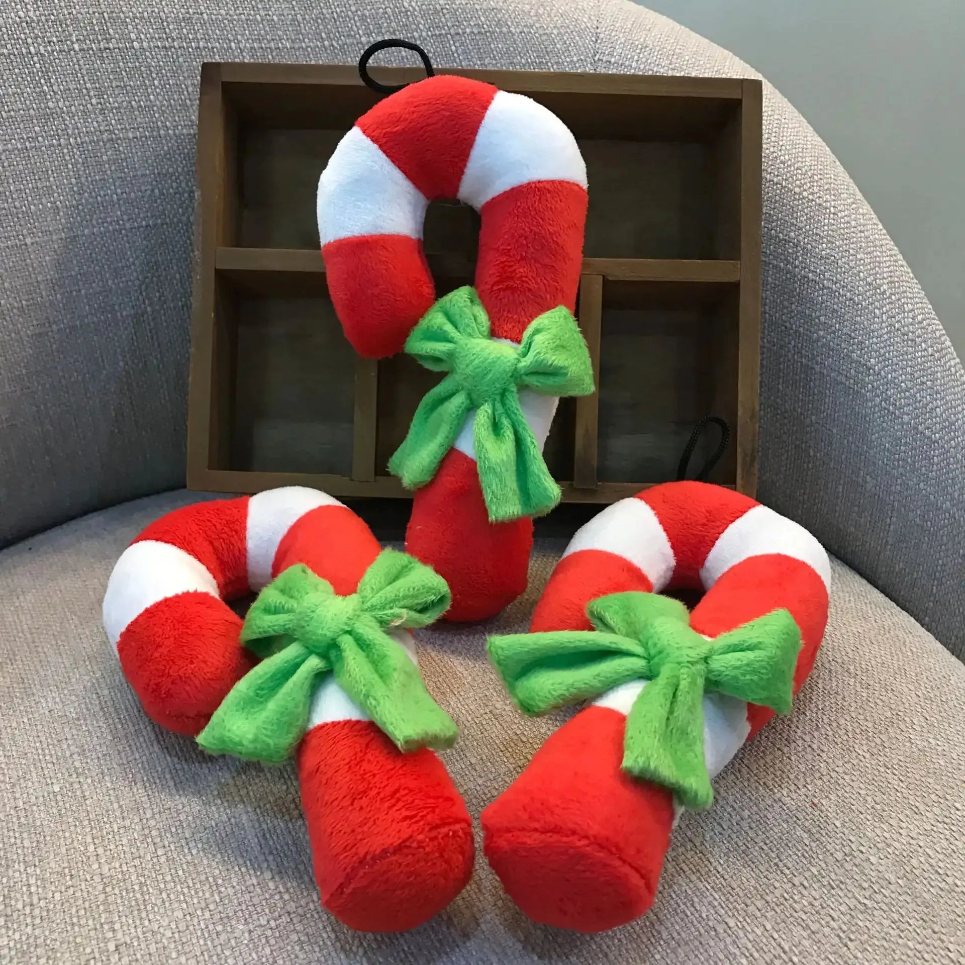 Plushie Candy Cane Hanging Decoration, 7" | 17 cm