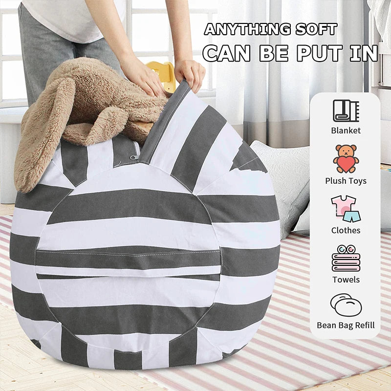 Striped Bean Bag Plushie Organizer | Stylish & Functional