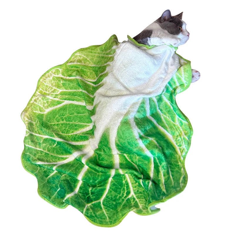 Food Print Plush Blanket - Cozy Watermelon, Omelette & Cabbage Throw, 1-2 m