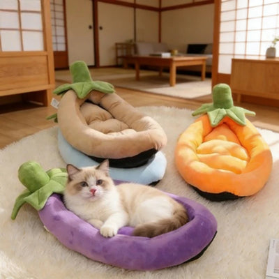 Vegetable-Shaped Pet Dog Bed | Kawaii Food-Themed Plush Sleeping Mat
