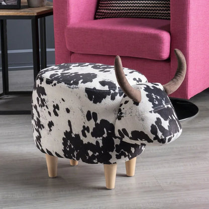 Cow Ottoman with Velvet Fabric in Two Colors