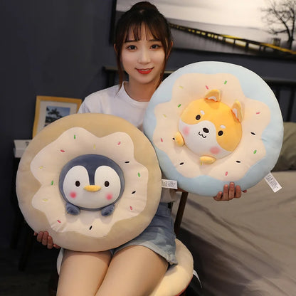 Animal Donut Plushie Seat Cushions, 16" | 40 cm