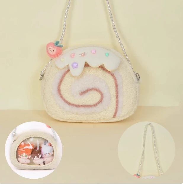 Cake Roll Plushie Shoulder Bag, 11"x9" | 28x23 cm