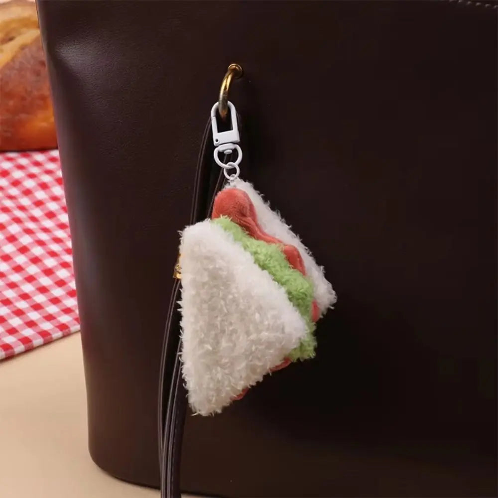 Korean-Style Food Plush Keychain Set | Hamburger, Sandwich & Snack Pendants