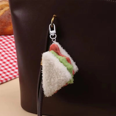 Korean-Style Food Plush Keychain Set | Hamburger, Sandwich & Snack Pendants