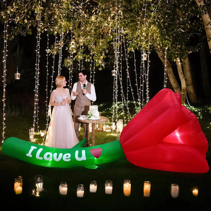 Inflatable Valentine's Rose – 12 FT/3.65m LED Lawn Decoration