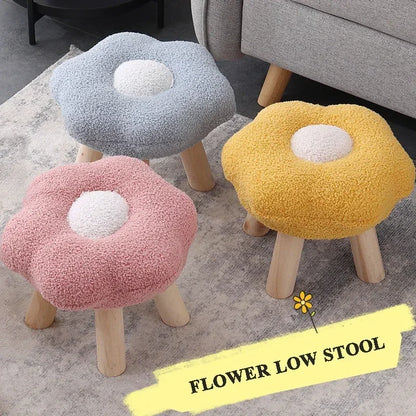 Taburete de Flor de Peluche – Cinco Colores - Lindo, Cómodo y Funcional