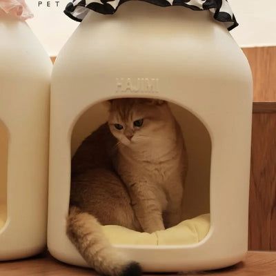Baby Bottle Pet House & Stool | Food-Themed Cat & Dog Nest with Seat