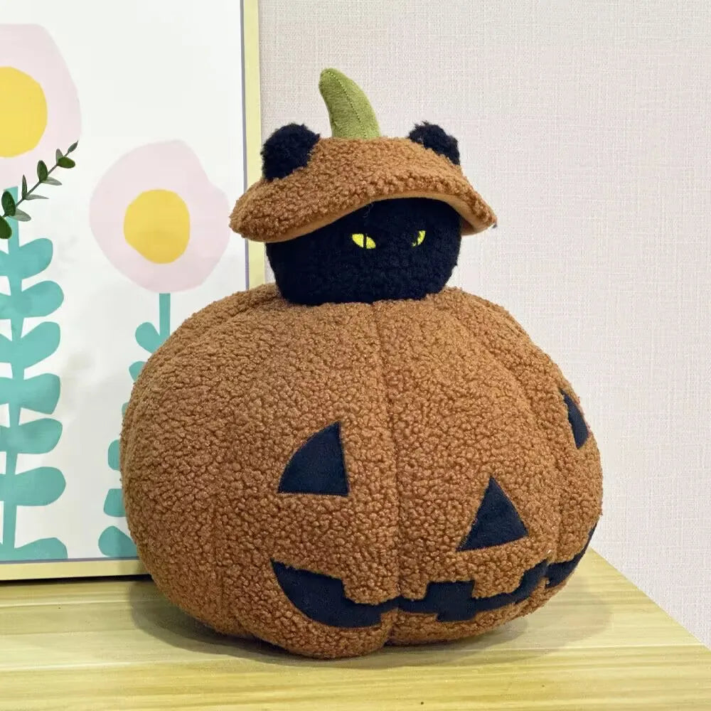 Halloween Pumpkin Plush Pillow - Soft Spooky Ghost Pumpkin, 9-13" | 24-33 cm
