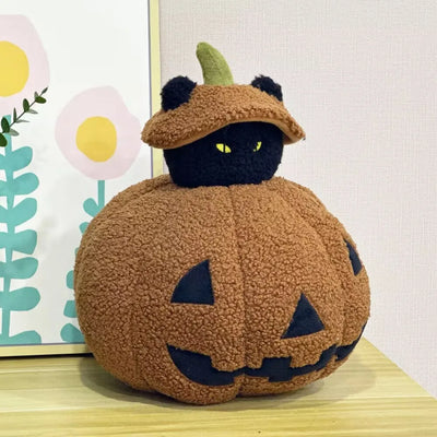 Halloween Pumpkin Plush Pillow - Soft Spooky Ghost Pumpkin, 9-13" | 24-33 cm