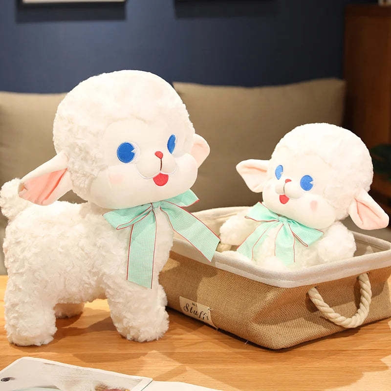 White Lamb Plushie with Bow, 8-16" |20-40 cm