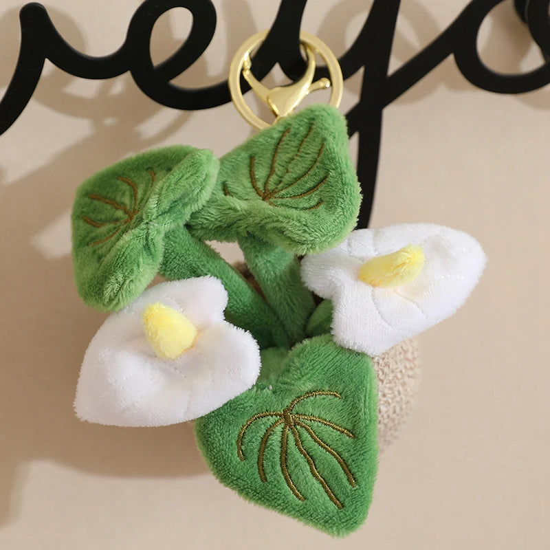 Smiling Anthurium Plush | Potted Flower Doll & Keychain Pendant