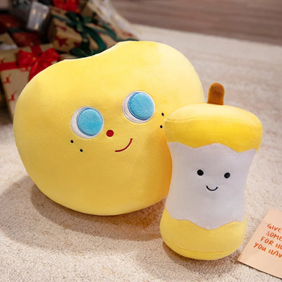 Kawaii Apple Plushie – Red, Yellow & Green, 12-16" | 30-40 cm