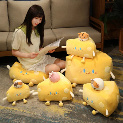Plushie a forma di formaggio a fette cartoon, 4 colori, 12-20" | 30-50 centimetri