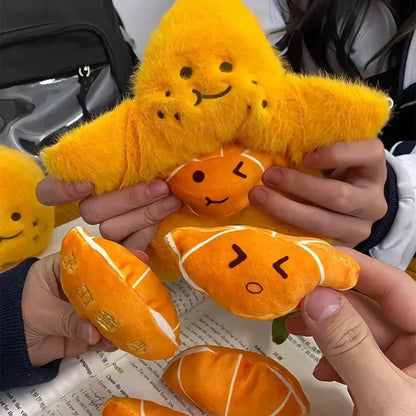 Peelable Orange Plushie Keychain, 4" | 11 cm