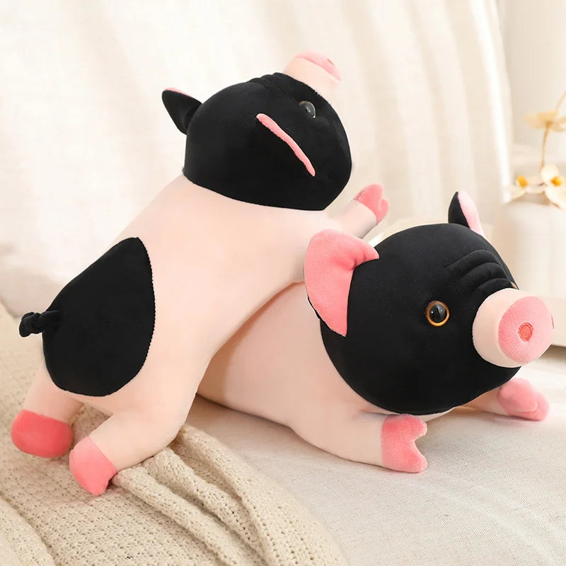 Realistic Black and Pink Pig Plushie, 8-24" | 20-60 cm