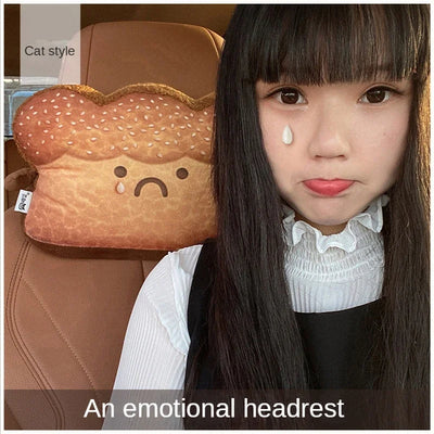 Toast-Shaped Car Headrest & Neck Pillow – Kawaii Car Seat Accessory