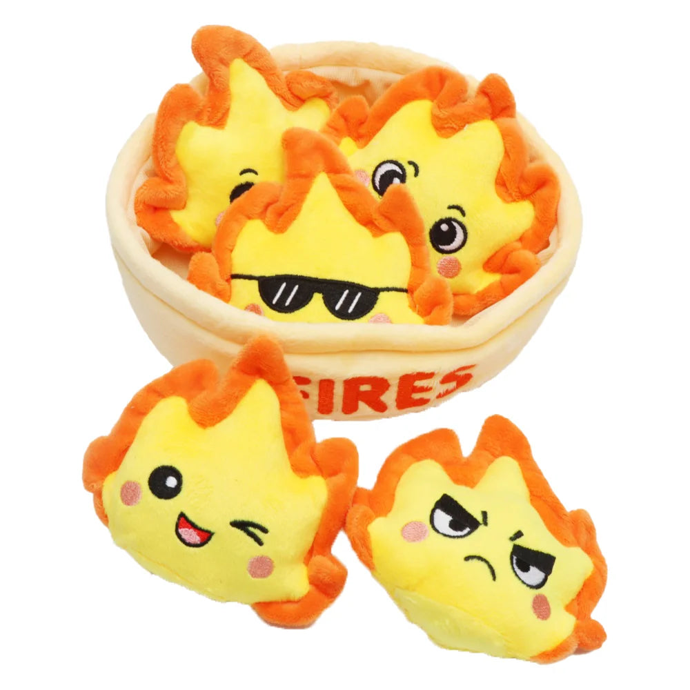 Kawaii Flame Plush Toy Set – Basket of Emoji Flames, 6" | 16 cm