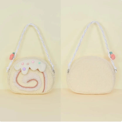 Cake Roll Plushie Shoulder Bag, 11"x9" | 28x23 cm