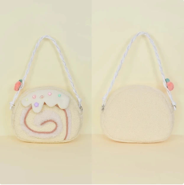 Cake Roll Plushie Shoulder Bag, 11"x9" | 28x23 cm