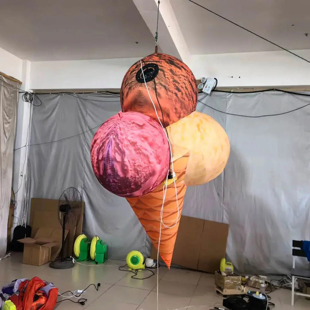 Cono de Helado Inflable Gigante – Decoración de Jardín Temática de Comida de 3 Metros