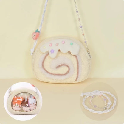 Cake Roll Plushie Shoulder Bag, 11"x9" | 28x23 cm