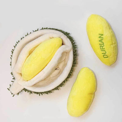 Squeaky Durian Plushie Dog Toy – Interactive Plush Food for Pets