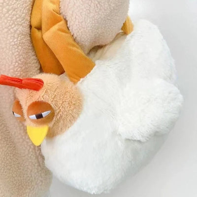 Chicken-Shaped Plush Crossbody Bag – Cute Cartoon Shoulder Bag