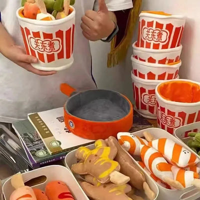 Hot Pot Plush Simulation Bowl – Kawaii Spicy Malatang Food Decor