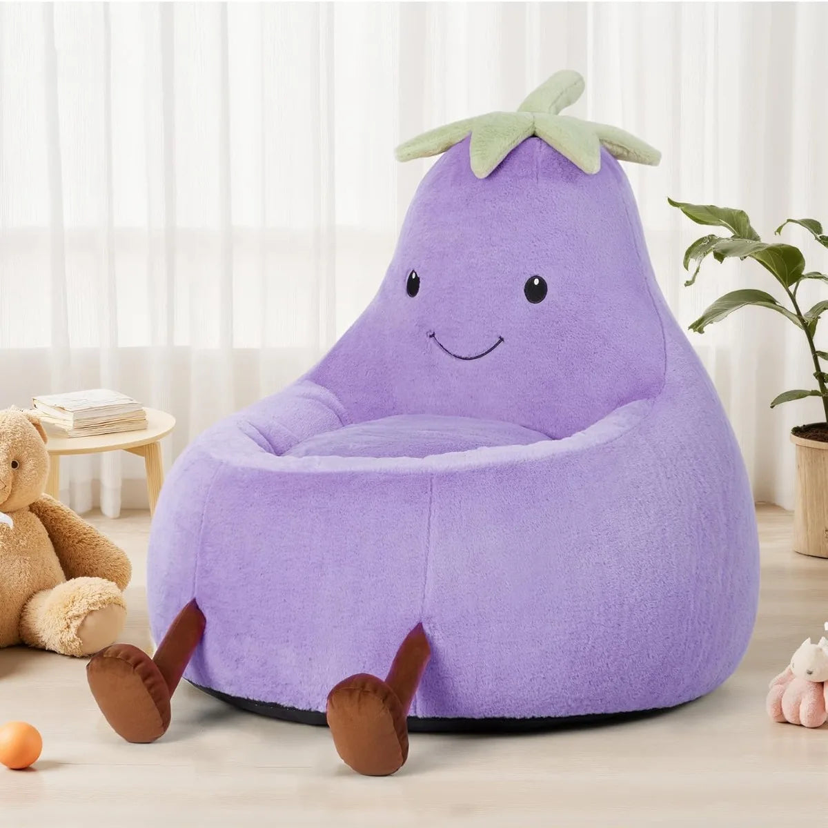 Veggie Bean Bag Chair | Kids' Plush Stuffed Sofa Seat, 31-inch