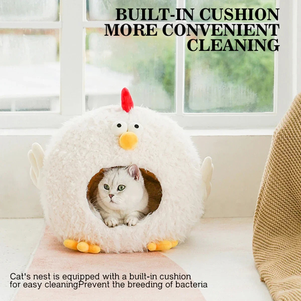 Chick-Shaped Cat & Dog Nest | Cozy Enclosed Animal Pet Bed