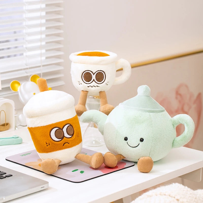 Coffee Cup & Teapot Plush Toy – Kawaii Stuffed Mug Travel Companion