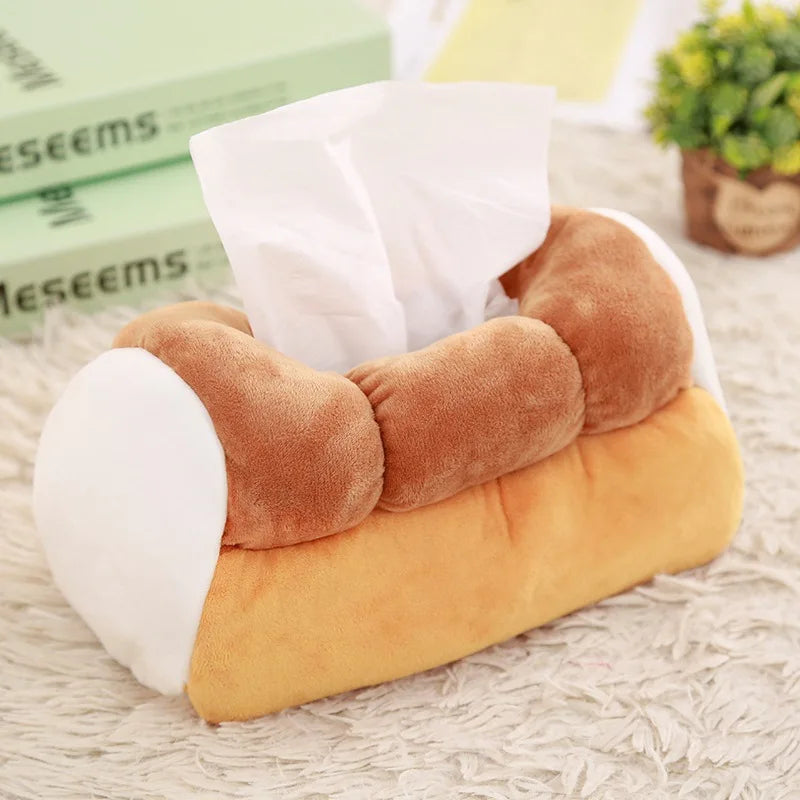 Gối nhồi bông hình ổ bánh mì đựng khăn giấy, 10" | 25cm