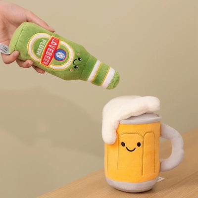 Kawaii Humanoid Drink Plush Toys | Beer Bottle, Can, Barrel & Glass Stuffed Set