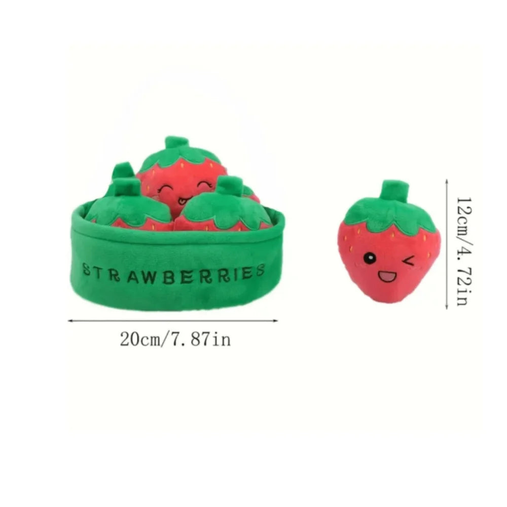 Kawaii Strawberry Basket Plushie, 8" | 20 cm