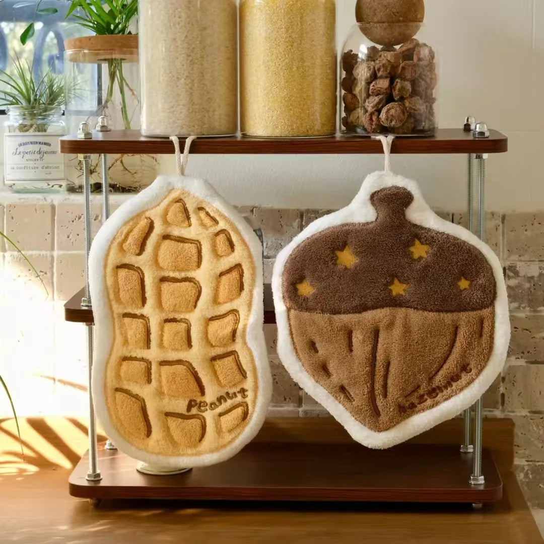 Autumn Harvest Hand Towel – Pumpkin, Peanut & Maple Leaf Designs