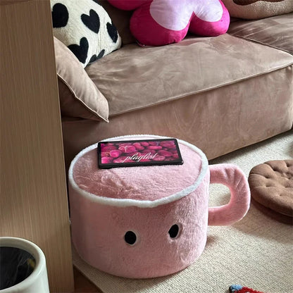 Cozy Cup Plush Footstool – Cute Coffee-Inspired Comfort