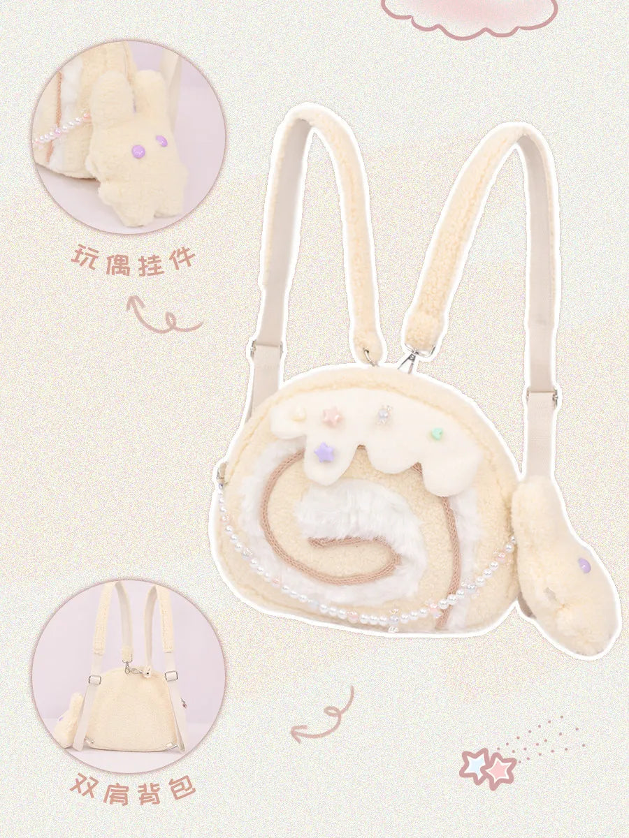 Borsa a spalla Plushie a forma di rotolo di torta, 11"x9" | Dimensioni: 28x23 cm