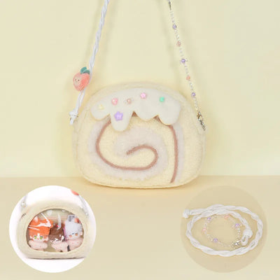 Borsa a spalla Plushie a forma di rotolo di torta, 11"x9" | Dimensioni: 28x23 cm