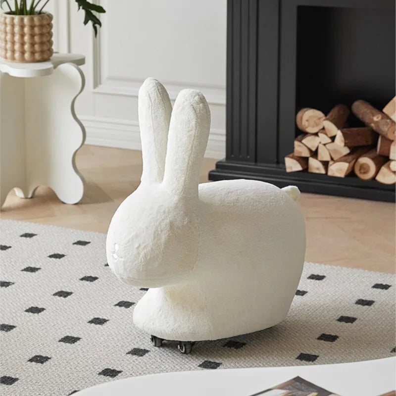 Rabbit Plushie Ottoman with Wheels - Two Colors