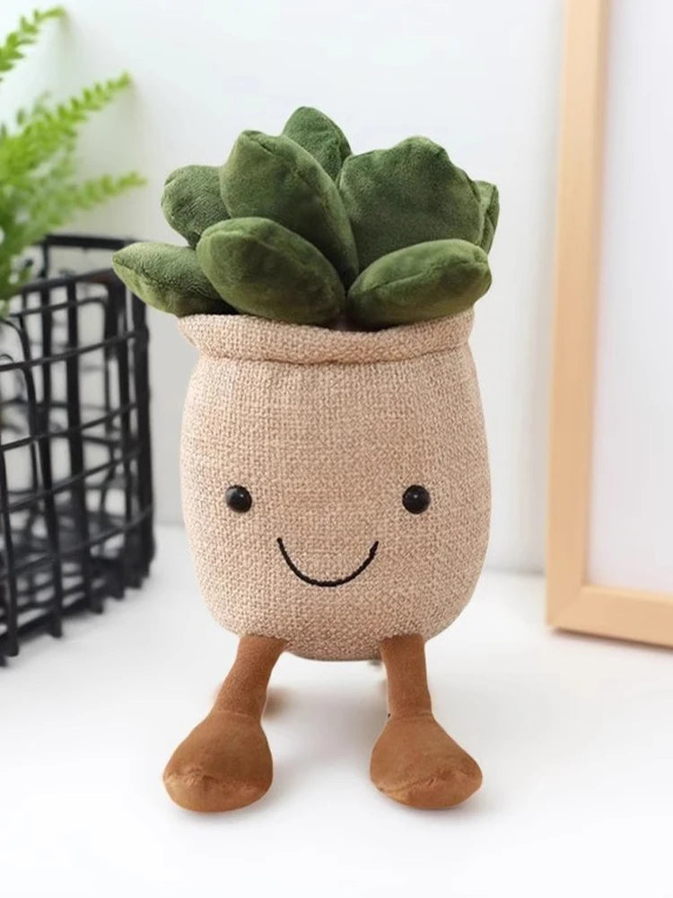 Plüschige Topfpflanzen Cartoon Sukkulenten, 3 Farben, 10" | 25 cm